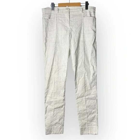 Annette  Gortz White Stripped Linen Pants 44 - Picture 1 of 9